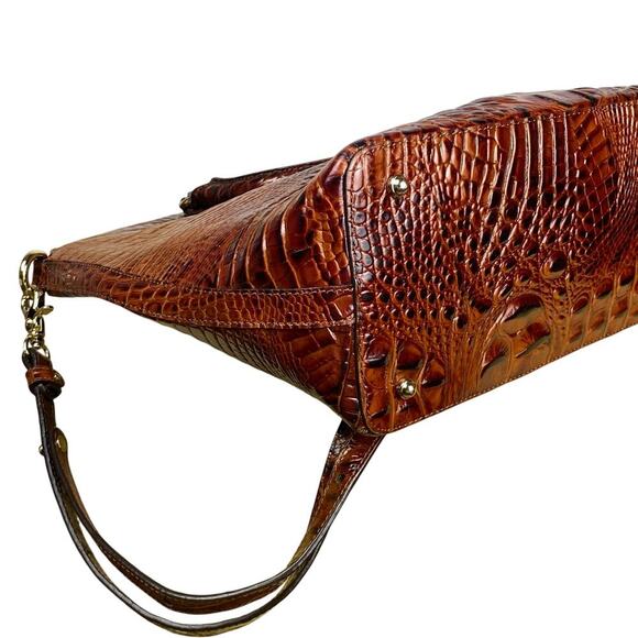 Brahmin Satchel Duxbury Structured Embossed Leather Brown Work Luxury Crossbody - Picture 6 of 15